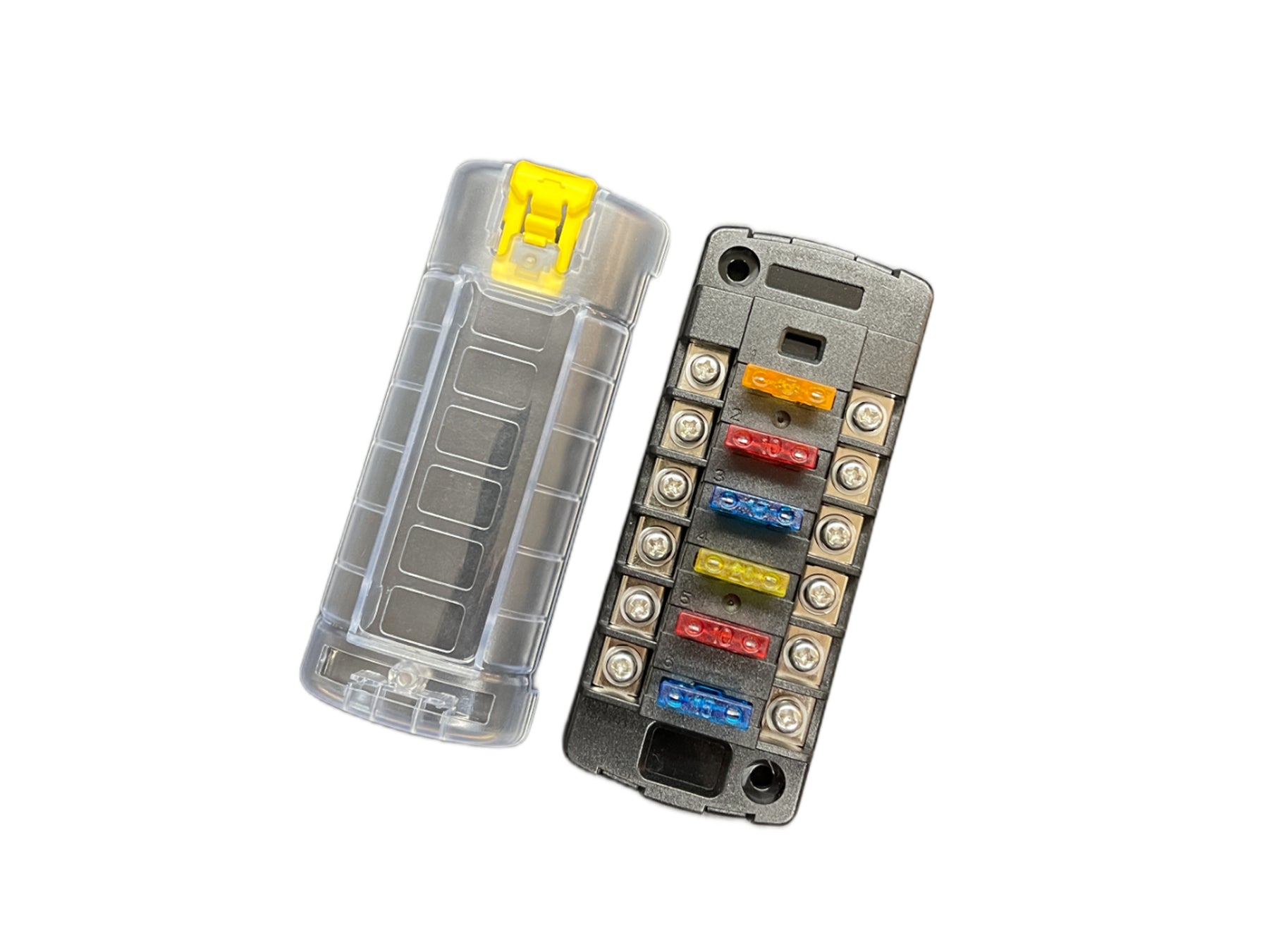 6 Circuit Independent Fuse Block Standard Blade with Cover
